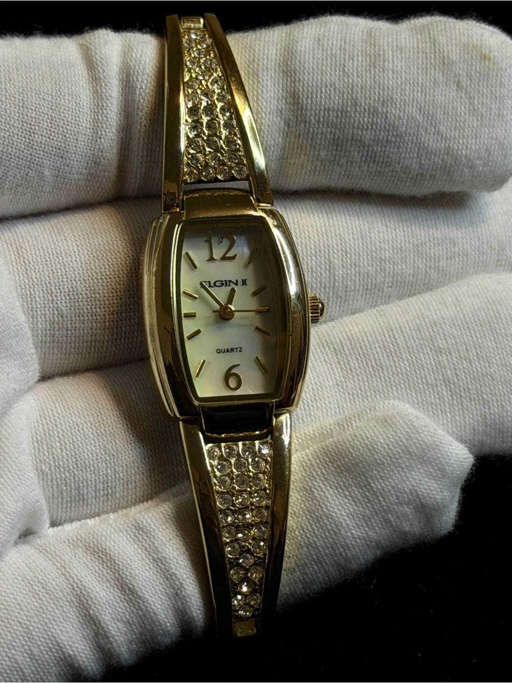 Elgin II Women's Gold-Tone Crystal Accent Bracelet Watch
